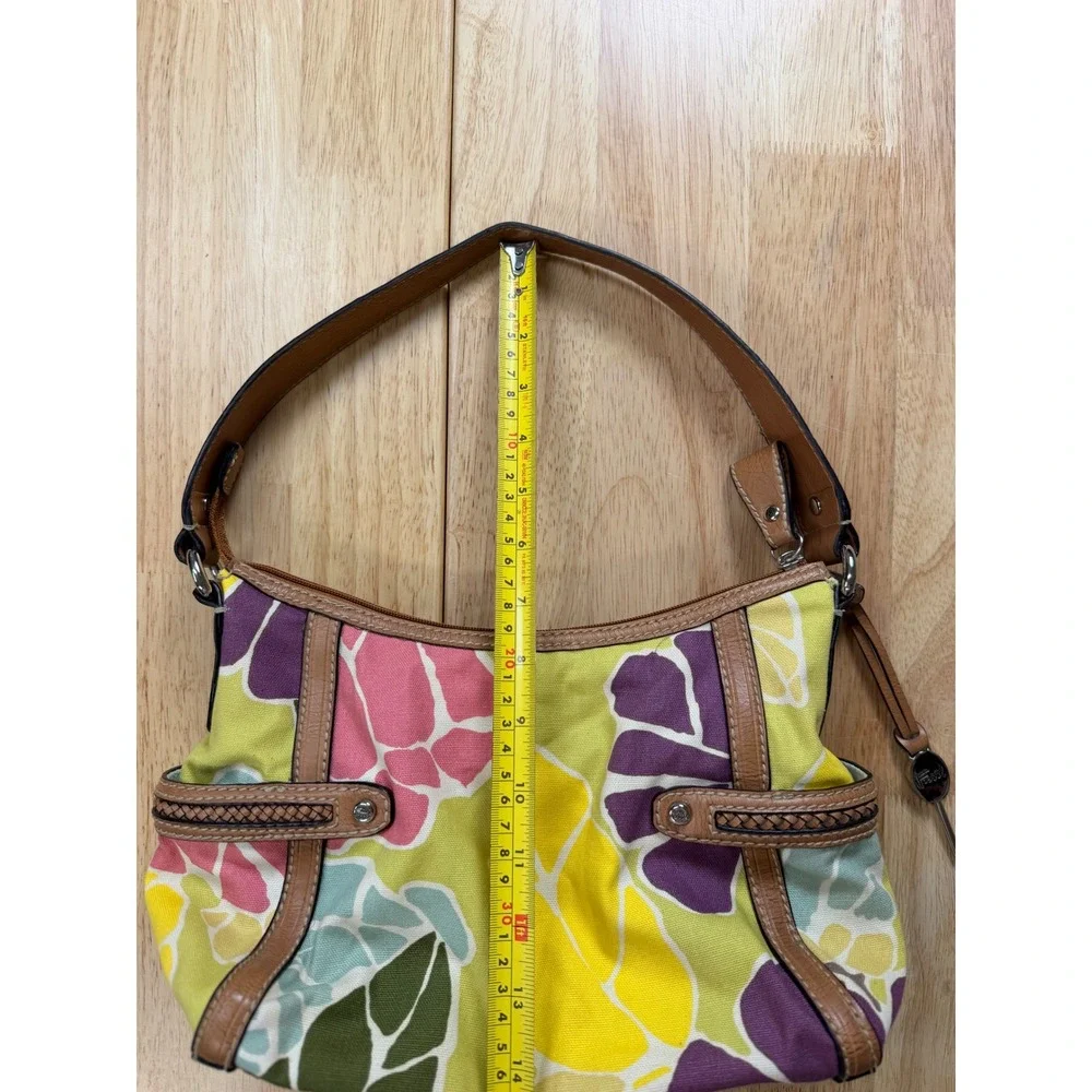 Vintage Y2K Boho Chic Fossil Floral Canvas Hobo Shoulder Bag